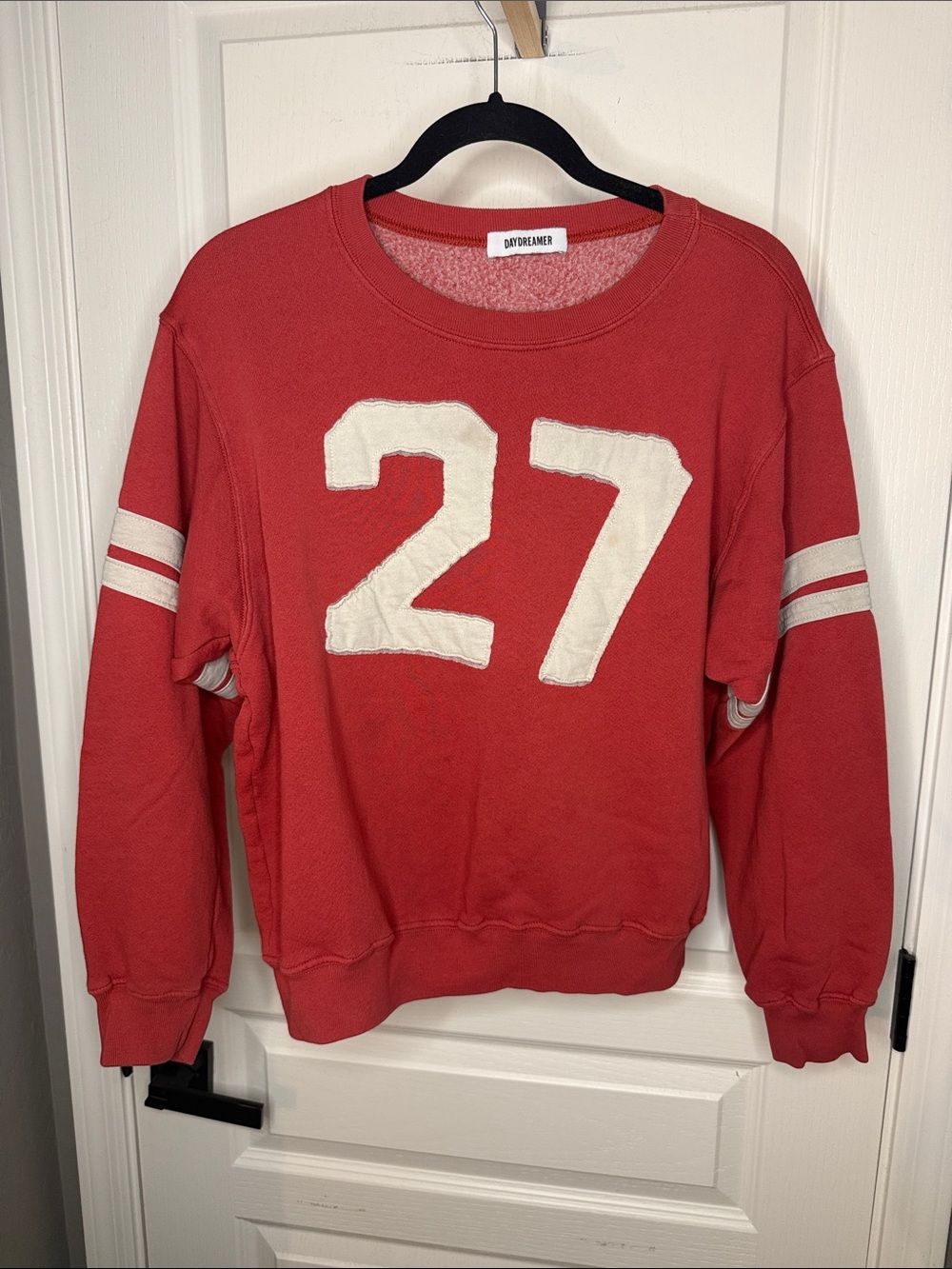 Daydreamer Red Crewneck Sweatshirt with Cream '27' Applique